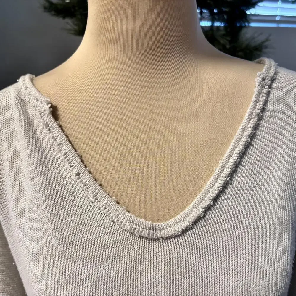 Free People We The Free Distressed Raw Edge Cotton Sweater M - Picture 5 of 9